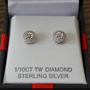 1/10 CT TW Diamond & Sterling Silver Stud Earrings